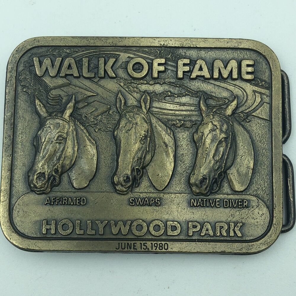 Hollywood Park Walk Of Fame Horse Belt Buckle Affirmed Swaps Native Diver 1980